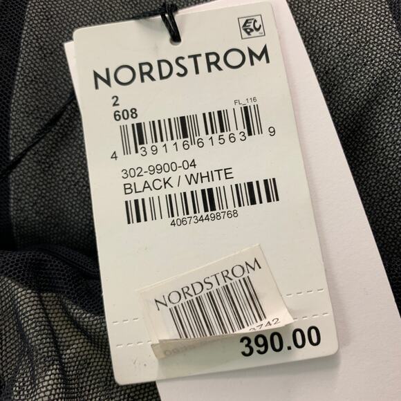 KATHRYN BOWEN Size 2 Black White Nylon Spandex See Through A-Line Skirt - Picture 4 of 6